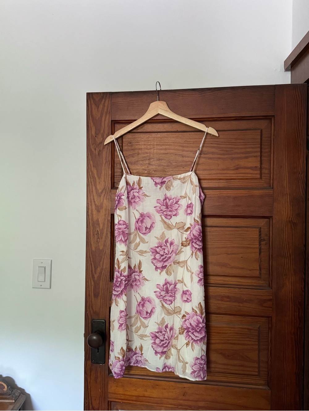 Abercrombie & Fitch Cream Slip Dress with Pink Floral Print